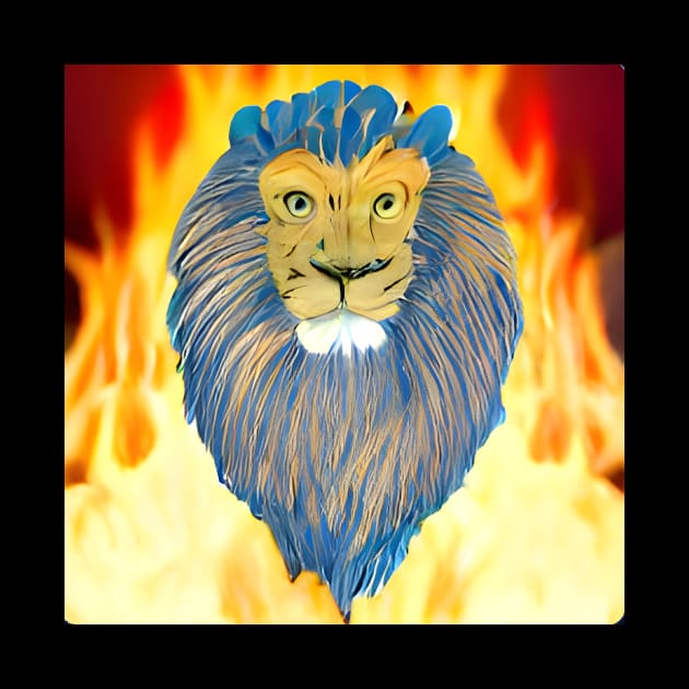 BLUE-HAIRED FIRE LION by ALLTHINGSMINv