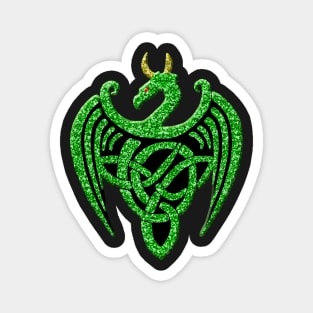 Faux Green Glitter Celtic Dragon Magnet