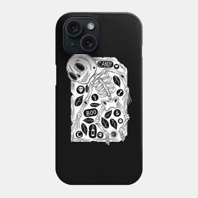 Skeleton Halloween Tombstone Phone Case by Scriptnbones