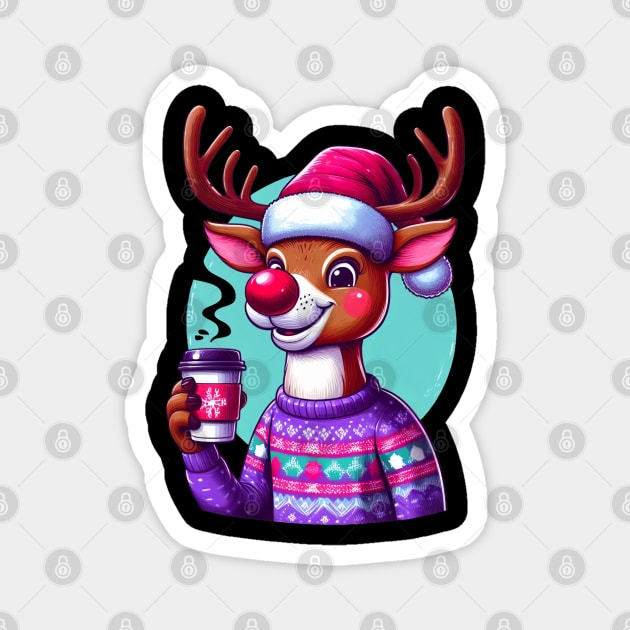 Rudolph Red Nose Reindeer Magnet by BukovskyART