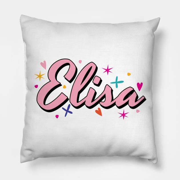 Elisa name cute design Pillow by BrightLightArts