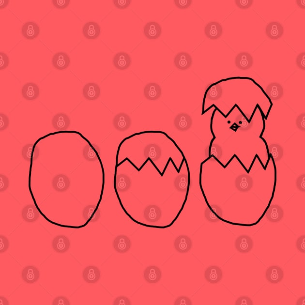 Easter Eggs with a Baby Chick Outline by ellenhenryart