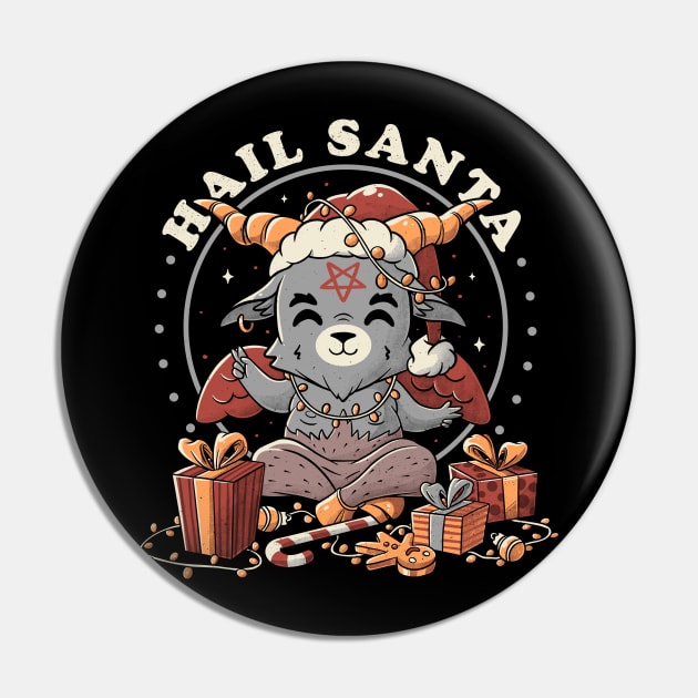 Hail Santa Funny Cute Evil Christmas Baphomet Pin by eduely