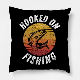 Hooked On Fishing Vintage Distressed Pillow