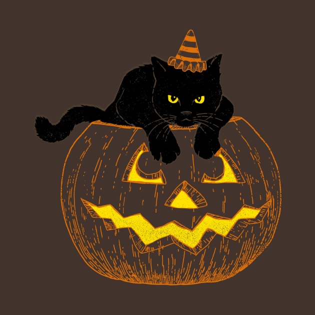 Cat in Jack-o-Lantern Dark by sticks and bones vintage