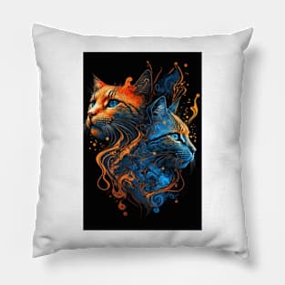 Fire & Ice Cats Pillow