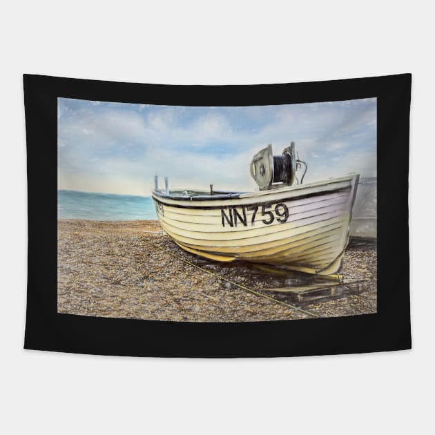 Fishing Boat On Shingle Tapestry by IanWL