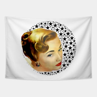 Woman profile with background stars Tapestry