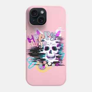 Glitch Vaporwave Aesthetic Pastel Goth Skull Glitch Art Phone Case