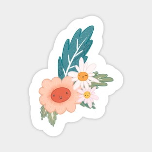 Cute Happy Flower Bunch Magnet