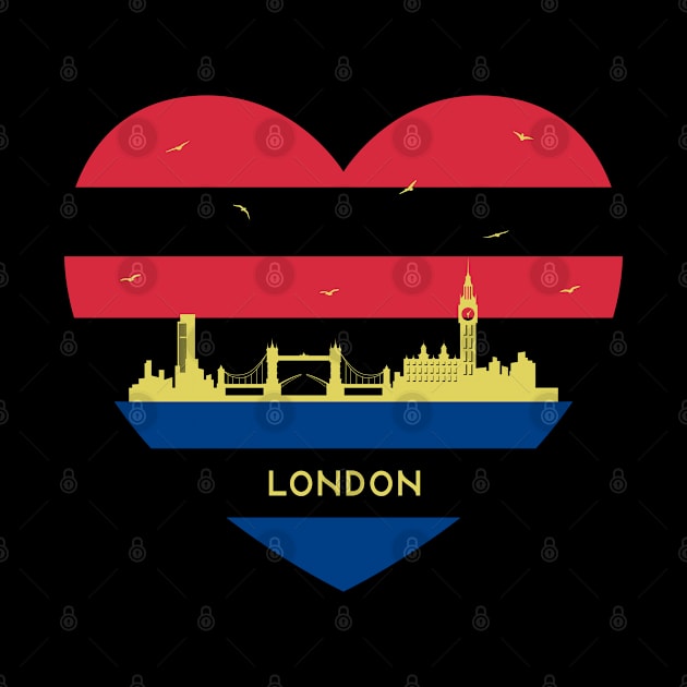 England Skyline cityscape Heart Love Birds Flying London by Msafi