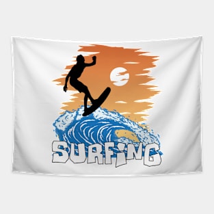 Surfer on a wave. Tapestry