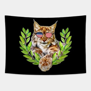 The usa lynx cat in freedom a wild cat in satisfaction Tapestry