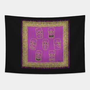 Tiki Time - Green with Purple Background Version! Tapestry