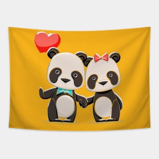 Panda Couple Tapestry