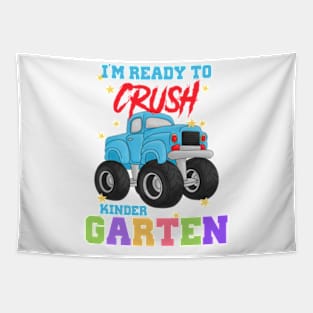 Kids Im Ready To Crush Kindergarten Monster Truck First Day Tapestry