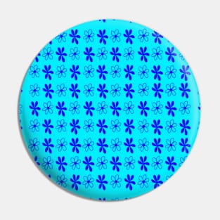 Blue Daisy and Cosmos Flowers Pin