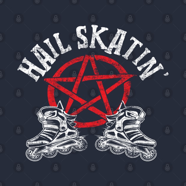 Hail Skatin' Satanic Cross Roller Skating Satan Pentagram Distressed by missalona