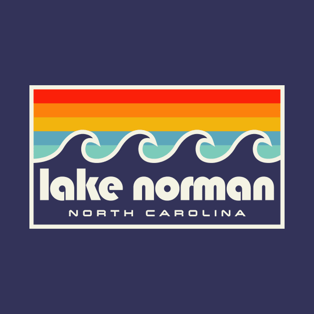 Lake Norman North Carolina Retro Sunset Waves by PodDesignShop