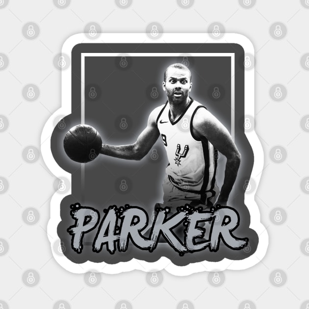 Tony Parker\\Basketball Legend Vintage Style Magnet by Mysimplicity.art