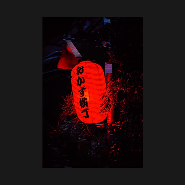 Red Japanese Traditional Lantern Glitch Art by GLITCH.HUB