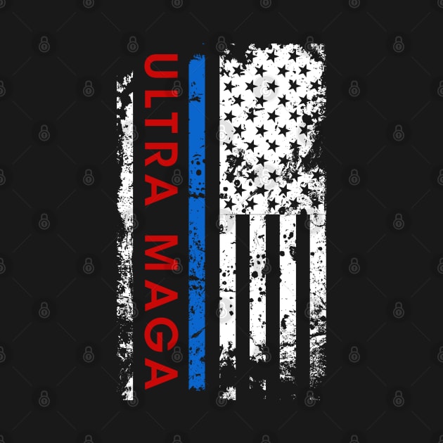 Ultra MAGA Ameracan Flag Red White Blue by wonderws