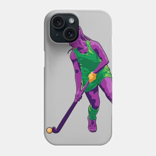 Field Hockey Player (Green & Purple) Phone Case