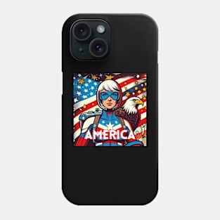 America Patriotic Female Comic Book Cosmic Superhero July 4 USA Bald Eagle Phone Case