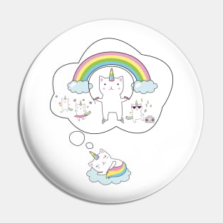 Caticorn T shirt Cat Unicorn Kittycorn Rainbow Gifts Kids Girls Women Funny Cute Tees Fitted Pin