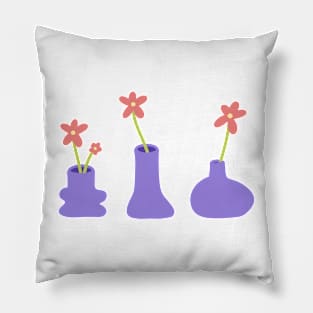 Minimal Flowers in Funky Vases Pillow