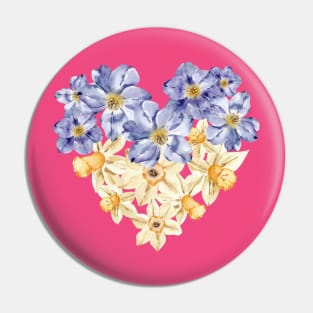 Flower heart Pin