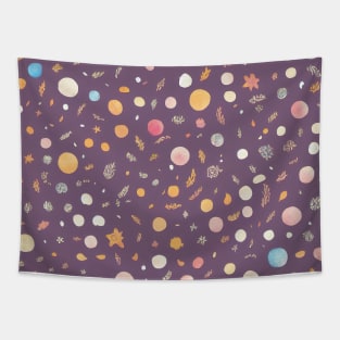 Lovely hand drawn space seamless pattern with planets and stars, cute background Tapestry