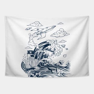 Tsunami manga japan style Tapestry