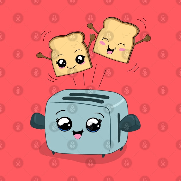 Cute Kawaii Toast and Toaster by valentinahramov