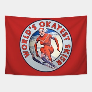 World's Okayest Skier Vintage Tapestry