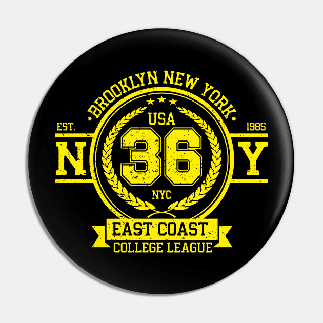 Brooklyn New York College League Vintage Denim Pin by ChrisPrintShop