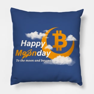 Bitcoin happy moonday - grey moon Pillow