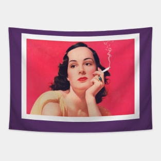 Vintage smoking woman Tapestry