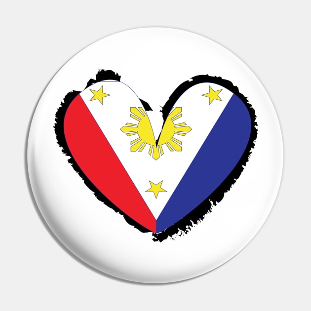 Philippines Flag heart Pin by Estudio3e