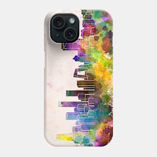 Beijing skyline in watercolor background Phone Case