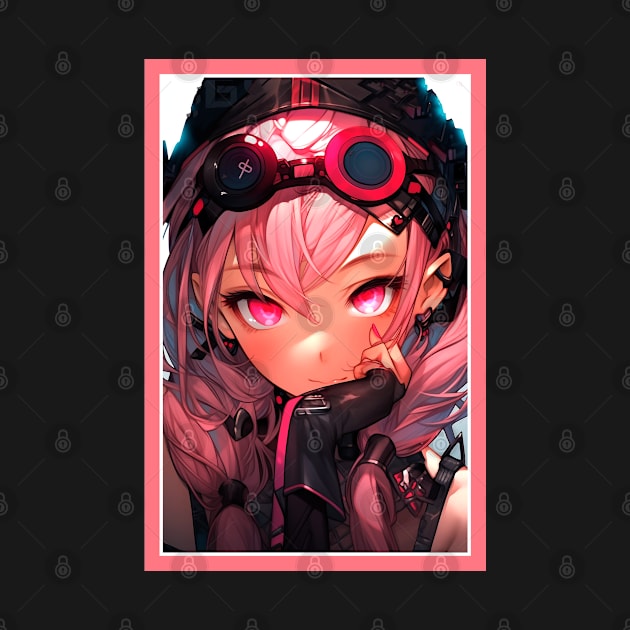 Aesthetic Anime Girl Rosa Pink Black | Quality Aesthetic Anime Design | Premium Chibi Manga Anime Art by AlNoah