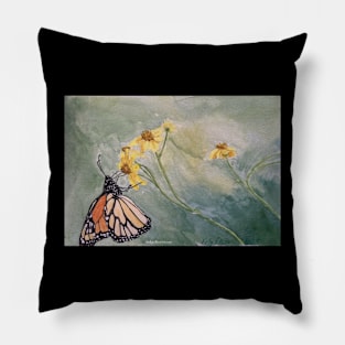 Monarch Butterfly on Wildflowers Pillow