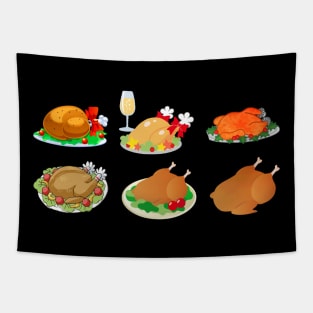 Happy Thanksgiving Turkey Feast Tapestry