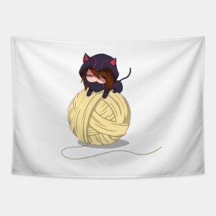 maria kennen cat on yarn ball Tapestry