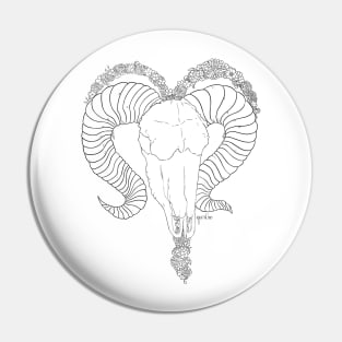 Aries Skull - Black and White Pin