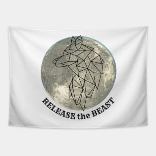 Release the Beast Full Moon Wolf Design Tapestry