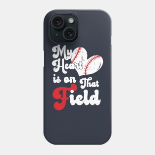 funny My Heart is on That Field softball baseball mom dad Softball Lover , Softball Phone Case