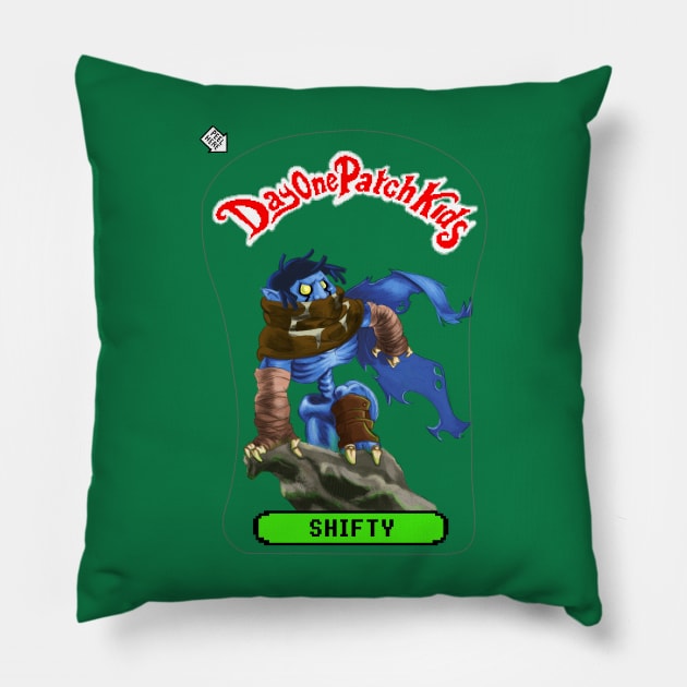 Day One Patch Kids No.7 ( Shifty ) Pillow by RottenTanuki