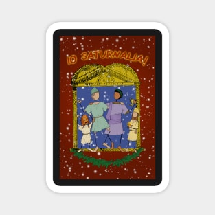 Happy Saturnalia! (RED background) Greek Myth Comix Magnet