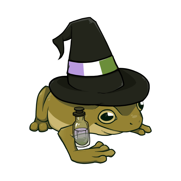 Genderqueer Pride Witch Frog by saltuurn